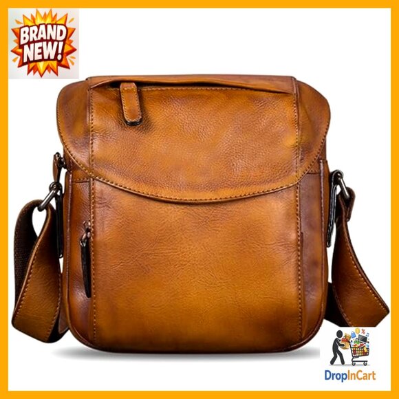 Genuine Leather Messenger Bag Vintage Retro Crossbody Shoulder Satchel Work - Picture 2 of 7